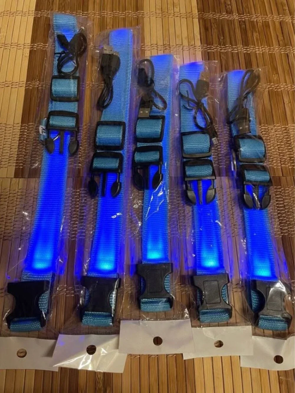 New- USB Rechargeable LED Dog Collar for Night Safety & Visibility, Size S, Blue